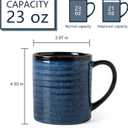 Ceramic Coffee mugs, 23 oz, Extra Large Mugs, Big Tea Cup, Large Handle, Pottery Mug, Big Belly, Transmutation Glaze，Wide Bottom, stripe pattern, Microwave & Dishwasher Safe. (Blue)