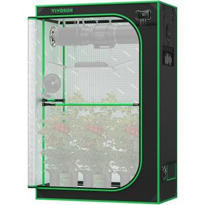 VIVOSUN PRO Grow Tent 2x4 Indoor Grow Tent with Thick 1 inch Poles Strengthened High Reflective Mylar Oxford Fabric Extra Hanging Bars & High CFM Kit for Hydroponics Indoor Plant for AeroLight A200SE (48"x24"x72")
