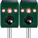 Solar Ultrasonic Animal Repellent, Deer Repellent, Cat Repellent Outdoor,Squirrels Repellent,Waterproof, Motion Detection Strobe Light Alarm Deterrence Raccoons,Bird, Dogs, Rabbits, Skunks.2-Pack