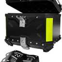 Aluminum Motorcycle Top Case, Universal Tail Box with Security Lock, Waterproof Helmet Luggage (Black, 35L)