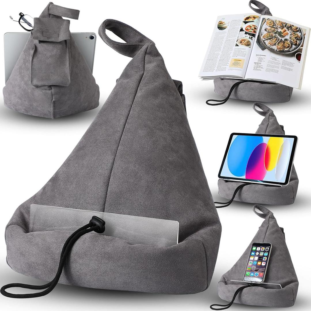 Tioncy Book Holder for Reading Beanbag Book Stand Book Reading Pillow Tablet Pillow Stand Gifts for Book Lovers Reading Rest for Textbook Recipe Music Scores Magazine Tablet (Grey)
