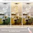 Dimmable Modern LED Chandelier with Remote 4 Ring Pendant Light Crystal Chandeliers for Dining Room Bedroom Living Room,3 Colors Adjustable,Dia7.9-11.8"-15.7"-19.7",79 W