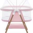 GYARING Baby bassinets,3 in1 Baby Crib, Sturdy, Portable & Easy to Assemble,Mosquito net and Portable Bag Included. (Pink)