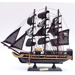 Lizipai Smooth Sailing Model Mediterranean Sailing Wooden Sailing Furniture Furnishings Room Decoration (Black)