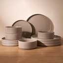 Famiware Nebula Plates and Bowls Set, 12 Pieces Dinnerware Sets, Dishes Set for 4, Cinnamon Brown