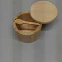 Natural bamboo Salt and Pepper Bowl, Bamboo Salt Cellar and Spices Storage Box With Built-in Spoon and Magnetic Swivel Lid (Single Compartment)