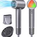 Hair Dryer, 160000 RPM Portable Professional Ionic Hair Dryer with 500 Million Negative Ions, Fast-Drying, Low Noise with Diffuser & Nozzle, Lightweight for Home and Travel (Silver)