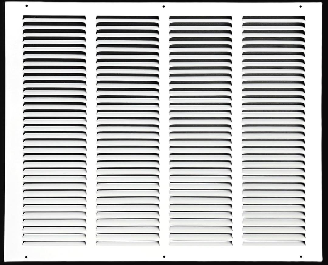 Fits 20x16 Duct Opening Stamped Steel Return Air Grille Vent Cover Grille for Sidewall and Ceiling in White Surface Dimensions: 21.75"W X 17.75"H (20" W x 16" H Duct Opening)