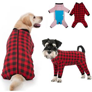 Dog Recovery Suit Full-Zipper After Post-Surgery Large Medium Dogs, Dog Bodysuit for Prevent Licking& Chewing Wounds Onesies Cone Alternative (Red, X-Large)