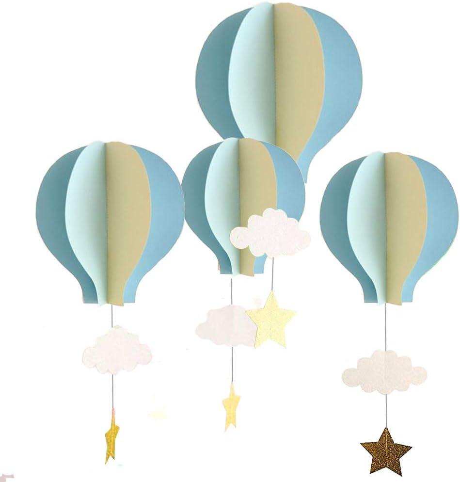 AZOWA 12 Pcs Large Size Hot Air Balloon Paper Garland Hanging Decorations (Blue, 12 Pcs) (7.5in (Pack of 12))