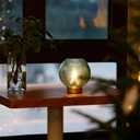 LUSHARBOR Battery Operated Lamp with Timer, Decorative Green Glass Table Lamp Cordless, Small Ambient Lamp for Bedside Bedroom Living Room Decor -Green