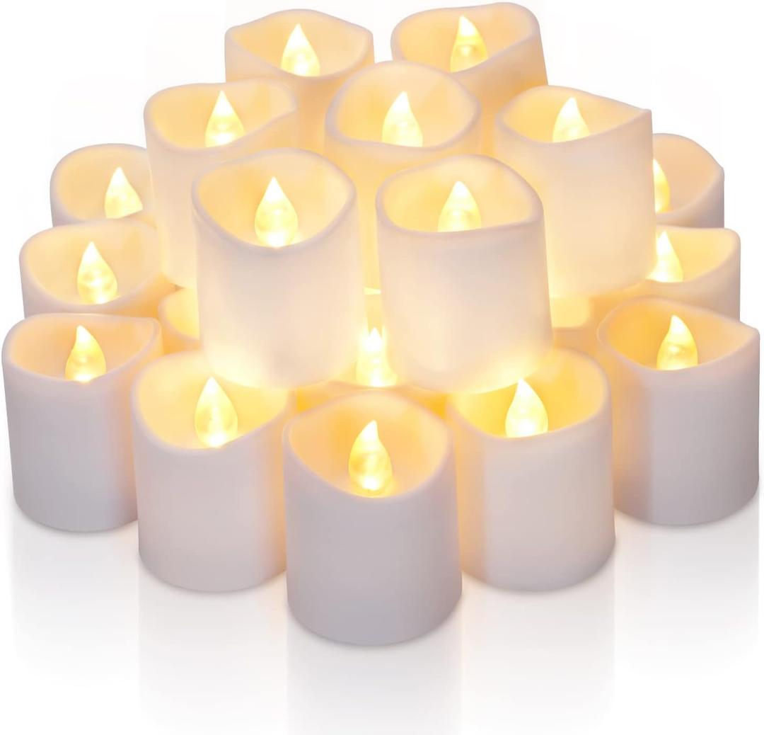 Homemory 24Pack Timer Flameless LED Votive Candles, Long Lasting Battery Operated Tea Light with Timers, 6 Hours On and 18 Hours Off Cycle Automatically for Wedding, Table Decorations (Warm White)