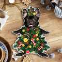 3 x 2025 Black French Bulldog Christmas Tree Ornament - Festive Holiday Hanging Decoration with Adorable Frenchie Dog - Black Frenchie Dog Christmas Tree Topper Ornaments
