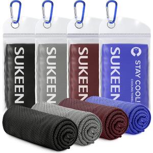 Sukeen [4 Pack Cooling Towel (40"x12"), Ice Towel, Soft Breathable Chilly Towel for Yoga, Sport, Running, Gym, Workout, Camping, Fitness, Workout & More Activities