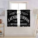 Black Kitchen Curtains Laundry Room Design for Windows Valances Rod Pocket Curtain Valance for Bathroom Living Room Cafe Home Decor (Laundry Room, 18"x54"-1pc)
