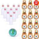 ArtCreativity Bowling Party Favors (Pack of 12) Each Set Includes 10 Miniature Pins and 1 Marble Ball, Mini Bowling Set, Mini Games for Kids and Adults, Fun Desk Toys