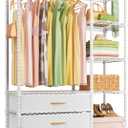 Ulif F3R Heavy Duty Clothes RackWith Lockable WheelsFreestanding Clothing Racks for Hanging ClothesAdjustable Closet Organizer SystemPortable Garment Rack 40"W x 15"D x 74"HMax Load 700LBSWhite