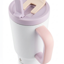 Manna Stainless Steel Double Wall Insulated Tumbler with Smart Seal Dual Sip Lid and Straw Linen Powder Coat