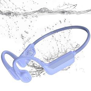 MARLALL Swimming Headphones-Bone Conduction Headphones, IP68 Waterproof Open Earphones, LiteSurge Bluetooth 5.4 Underwater Sport Earbuds with 32 GB MP3 Memory for Swimming, Marathon-Violet