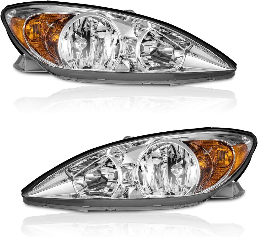 WEELMOTO Headlights for 2002-2004 Toyota Camry(LE/XLE) Headlight Assembly Compatible with 2002 2003 2004 Camry L+R Side Headlamp