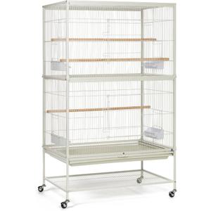 Prevue Pet Products Wrought Iron Flight Cage with Stand, Large Birdcage for Pets, Metal Cage Standing Birdcage, Chalk White