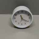 SHISEDECO Alarm Clock with Backlight, 4.5 inches Bedside Analog Non-Ticking Silent Small Deskclock with Arabic Numerals, Battery Operated Round Tableclock for Living Room, Bedroom (White) : Home & Kitchen