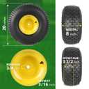 (2-Pack) 20x8.00-8 Rear Tire and Wheel Assemblies - 4 Ply Tubeless Tire Compatible Replacement for Riding Lawn Mowers - 3/4" Borehole, 3.5" Offset Hub and 3/16" Keyway