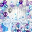2 x 60pcs Snow Balloons - 12 Inch Purple & Blue Latex Helium Balloons for Birthday Party Arch Garland Kit - Boys & Girls Themed Decorations