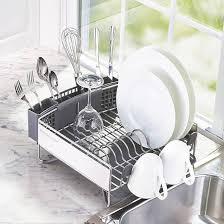 KitchenAid Compact Space Saving, Dish Rack with Removable Flatware Caddy and Angled Self Draining Drainboard, Satin Gray, 15Inchby13.25Inch