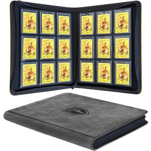 Top Loader Binder - 9 Pocket (3" x 4"), Holds 288 Toploaders With Side-Loading Pockets | Rigid Zipper Case | Baseball Toploader Cards Storage, Binder For Top Loaders TCG & MTG Cards (Dark Grey)