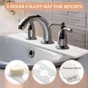 Teenyyou 3 Hole White Faucet Mat for Kitchen Sink Bathroom 16.1" x 5" Kitchen Faucet Absorbent Mat Diatomite Splash Guard Quick Drying Stone Drip Catcher Hole 2.24" Holes Spaced About 1.77 "