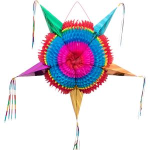 Mexican Piata (Medium 26 inches) - Authentic Handmade Foldable Pinata for Birthday Party - Piatas para Cumpleaos - Fiesta Piniata - Mexican Star Pinata - Cinco de Mayo Pinatas