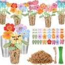 FoldTier 150 Pcs/24 Sets Mother's Day Craft Kit Bulk DIY Flower Bouquet Craft Gift for Mom Make Your Own Bunch of Floral DIY Handmade Teacher Appreciation Week Gift for Home Classroom Activity
