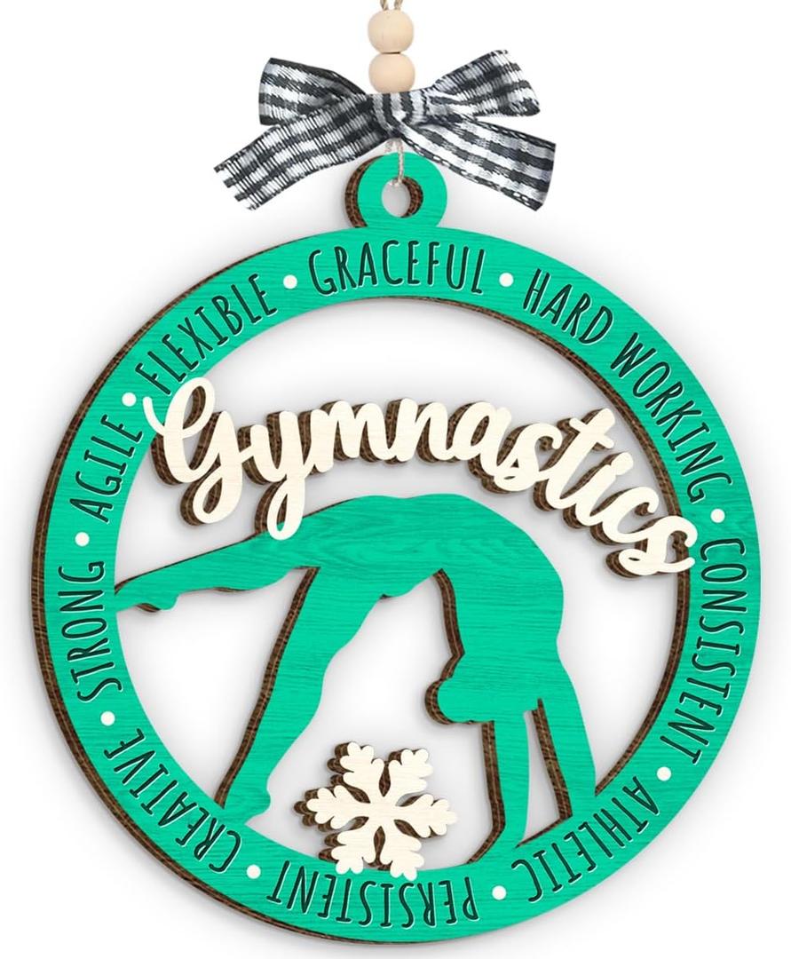 Gymnastics Christmas Ornament 2025, Gymnastics Gifts for Girls, Teenagers, Women, Coaches, Xmas Gifts for Gymnast Lovers, Sport Fan, Wooden Ornaments for Christmas Decorations