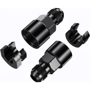 AN Male to In EFI Fuel Rail Fitting with Aluminum Quick-Disconnect Female, Aluminum Black Anodized Hard Connector, Automotive Accessories (6AN Male to 3/8")