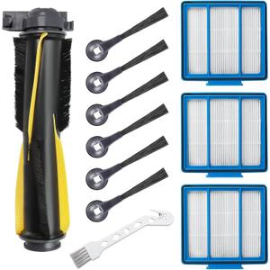 Replacement Parts for Shark Robot Vacuum R101AE RV1001AE AV911S RV2001WD RV1100SRUS RV1100VRUS by Techecook - Includes 6 x Side Brushes, 3 x Filters,1 x Main Rolling Brush and 1 x Cleaning Brush