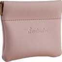 Travelambo Leather Squeeze Coin Purse Pouch Change Holder For Men & Women (Access Pink Champagne)