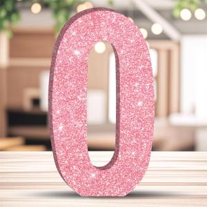 7.8 IN Glitter Birthday Number Table Decoration Freestanding Party Centrepiece Sparkly Pink Number Ornament for Celebrations Reusable - 0