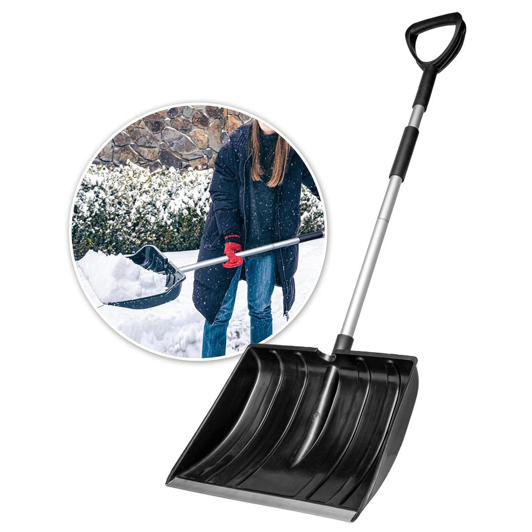 OCGIG Snow Shovel for Driveway Car Garage Home Snow Removal, Heavy Duty 48inch Long Large Capacity Portable Folding Snow Shovel with DGrip Handle Aluminum Strip for Garden Car Camping Outdoor