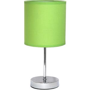 Simple Designs LT2007-GRN Chrome Mini Basic Table Lamp with Fabric Shade, Green
