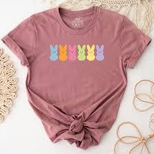 Easter Shirts for Women-Cute Easter Bunny Tee Tops Oh for Peeps Sake Shirt Rabbit Printing Short Sleeves