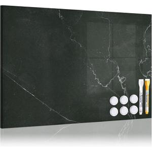 Dry Erase Board for Wall, 24'' x 18'' Decorative Magnetic Magent Board, White Board, Display Board for Home Office Decor - Black Marble