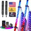 Tavaray 2PCS 6FT Whip Lights with Spring Base, Tripled Brighter Led Whip Lights W/Rocker Switch & 6 Flags, 360 Spiral Chasing Lighted Antenna Whip with App & Remote Control for UTV/ATV/RZR/SXS/Can-Am