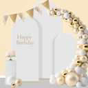Gawicpy Wedding Arch Backdrop Stand Set Metal Arch Backdrop Stand with Wedding Arch Cover, Wedding Balloon Arch Backdrop Stand for Birthday, Baby Shower, Anniversary (White, 4FT+5FT+6FT)