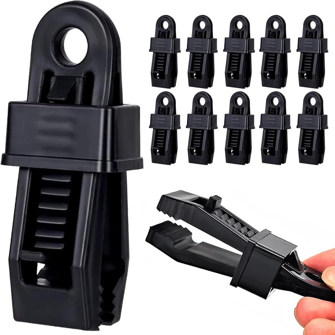 Tarp Clips Heavy Duty Lock Grip, 30Pcs Tarp Clip, Multipurpose Fix Tarp Clamps for Awnings, Camping Tent, Caravan Canopies, Shade Cloth & Tarp Tie Down Clips (30PCS-Black)