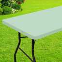 Smiry Rectangle Picnic Table Cloth, Waterproof Elastic Fitted Tablecloths for 4 Foot Tables, Washable Polyester Table Cover for Camping, Indoor and Outdoor (Green, 30"x48")