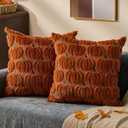 DFXSZ Fall Pillow Covers 20x20 Set of 2 Fall Decorations Autumn Beige Pumpkin Throw Pillow Cases Soft Plush Faux Fur Wool Couch Cushion Case for Chair Sofa Bedroom Living Room Home Decor PTK02B20