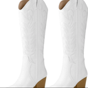 Arromic Cowboy Boots for Women Comfortable Womens Embroidered Western Cowgirl Knee High Boots Pointed Toe Zipper Chunky Heel Country Outfit Retro Tall Boots size 10
