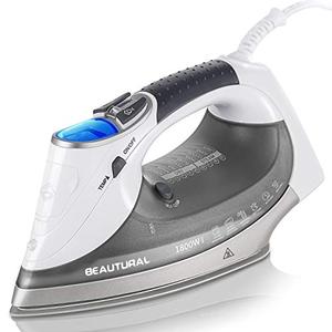 BEAUTURAL 1800-Watt Steam Iron with Digital LCD Screen, Double-Layer and Ceramic Coated Soleplate, 3-Way Auto-Off, 9 Preset Temperature and Steam Settings for Variable Fabric Gray BEAUTURAL 1800-Watt Steam Iron with Digital LCD Screen, Double-Layer and Ceramic Coated Soleplate, 3-Way Auto-Off, 9 Preset Temperature and Steam Settings for Variable Fabric Gray