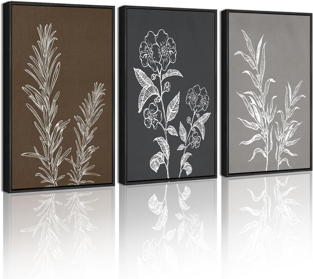 Drsoum Vintage Flower Wall Art Retro Floral Wall Hanging Decor Rustic Farmhouse Colorful Botanical Prints Artwork for Bathroom Dining Room Kitchen 11x14in Black Framed